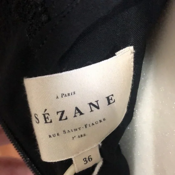 Sezane Robe Edna Black Crochet Strap Midi Dress - Picture 7 of 7